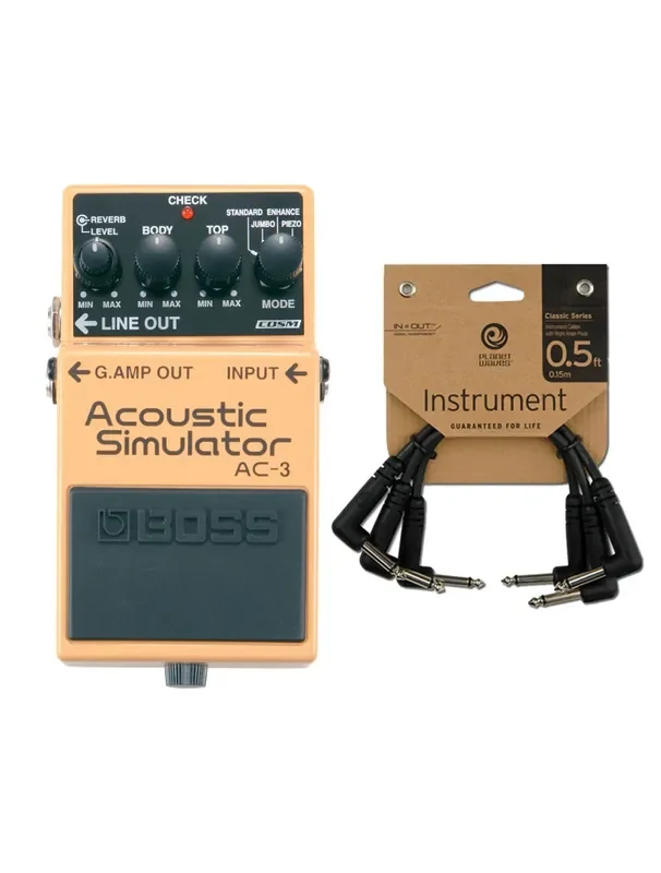 Boss AC-3 Acoustic Simulator + Patch Cables