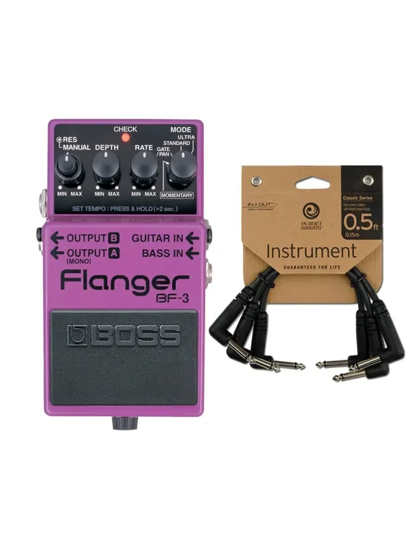 Boss BF-3 Flanger Pedal + Patch Cables