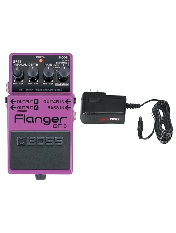 Boss BF-3 Stereo Flanger + Gator 9V Power Supply Combo