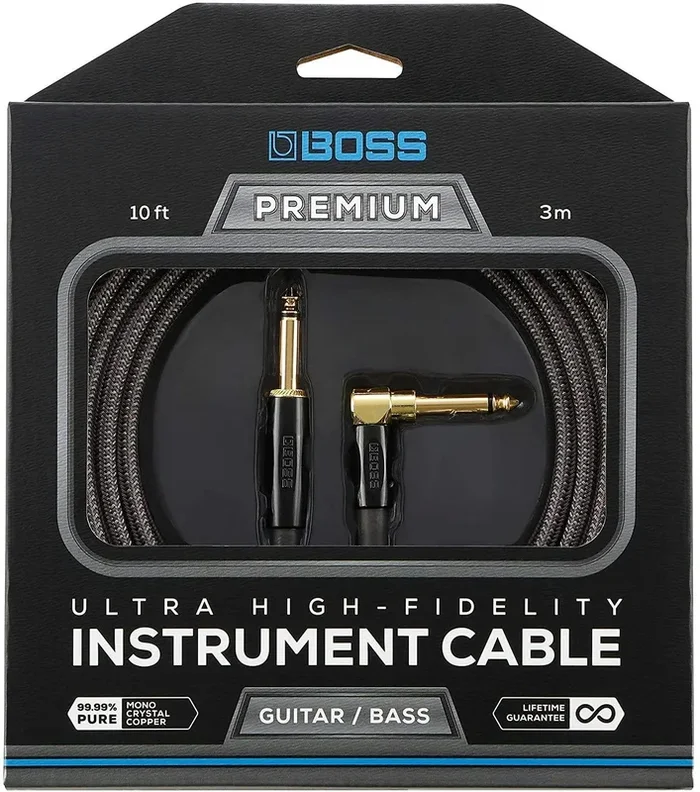 Boss BIC-P10A 3 Metre Instrument Cable with Straight to Angled Jack