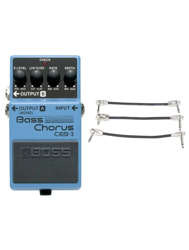 Boss CEB-3 Bass Chorus + Gator Patch Cable 3 Pack