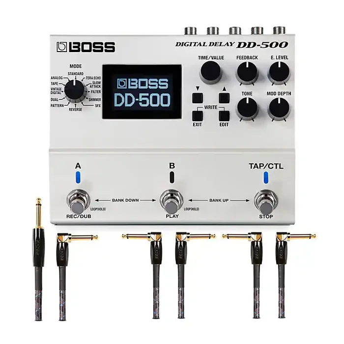 BOSS DD-500 Digital Delay Effects Pedal and Instrument Cables Bundle Guitar Center