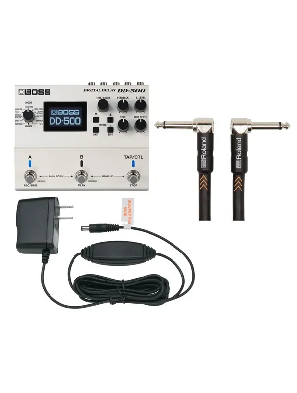 Boss DD-500 Digital Delay Pedal + Roland PSA-120S + Patch Cable