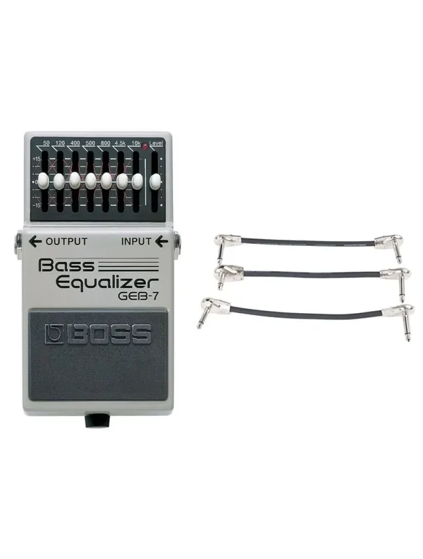 Boss GEB-7 7-Band Graphic Bass Equalizer + Gator Patch Cable 3 Pack