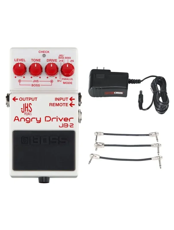 Boss JB-2 Angry Driver + Gator 9V Power Combo & 3 Patch Cables