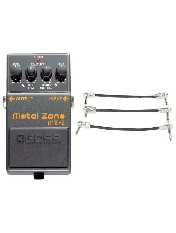 Boss MT-2 Metal Zone Distortion Pedal + Gator Patch Cable 3 Pack