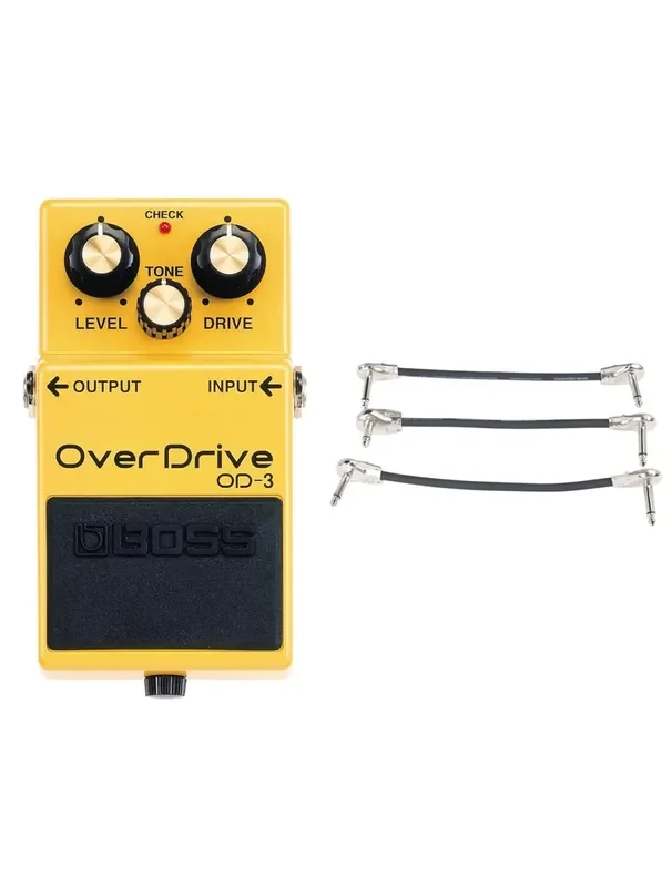 Boss OD-3 OverDrive Pedal + Gator Patch Cable 3 Pack