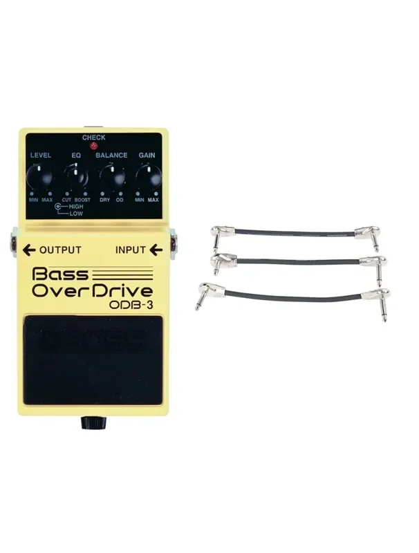 Boss ODB-3 Bass Overdrive Compact Effects Pedal + Gator Patch Cable 3 Pack