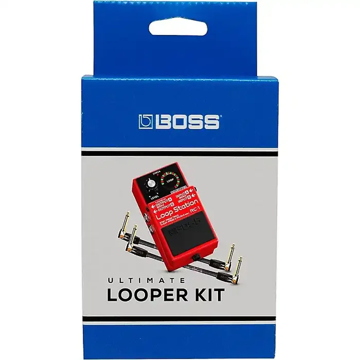BOSS RC-1 Ultimate Looper Kit With Effects Pedal and Two 6″ Patch Cables Red Guitar Center