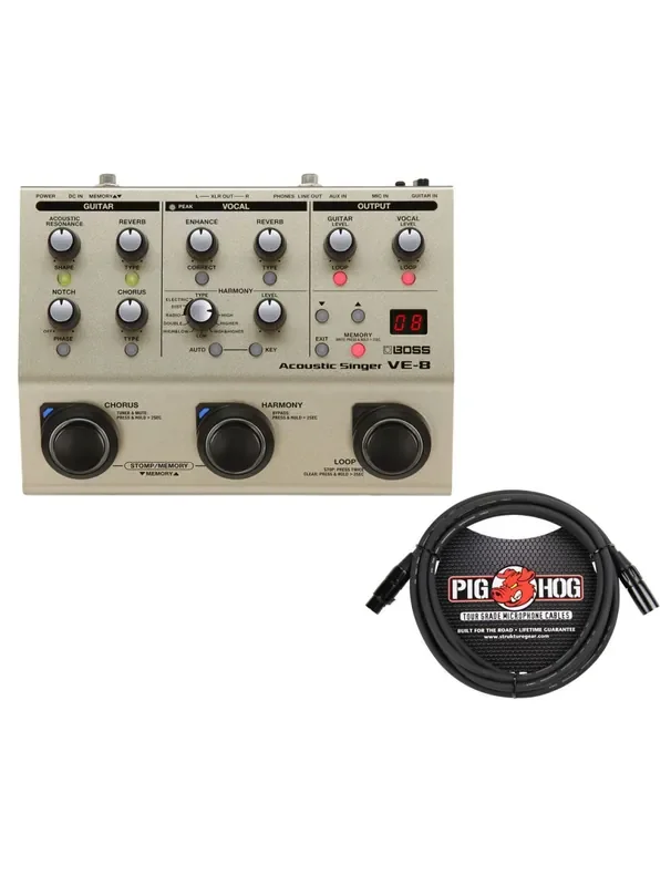 Boss VE-8 Acoustic Singer Pedal + 15‘ XLR Cable