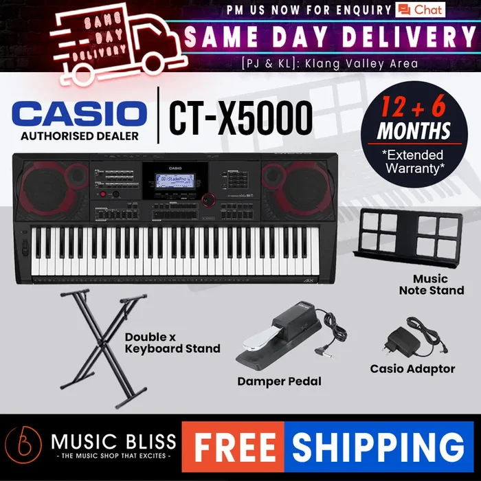Casio CT-X5000 61-Keys Portable Keyboard with FREE Keyboard Stand (CTX5000 / CT X5000)