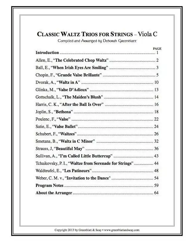 Classic Waltz Trios for Strings – Viola C