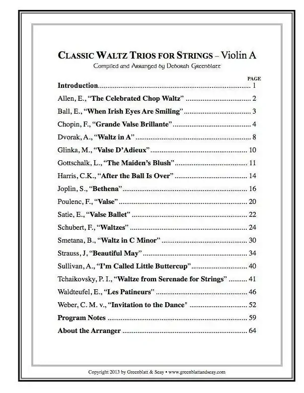 Classic Waltz Trios for Strings – Violin A