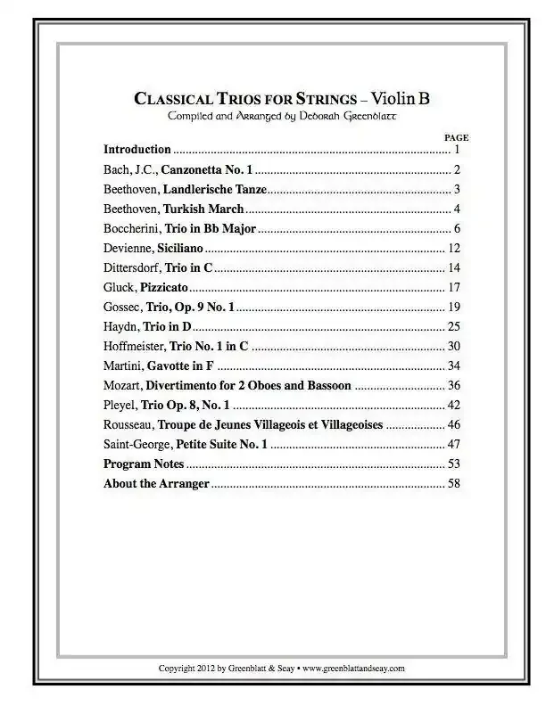 Classical Trios for Strings Violin B