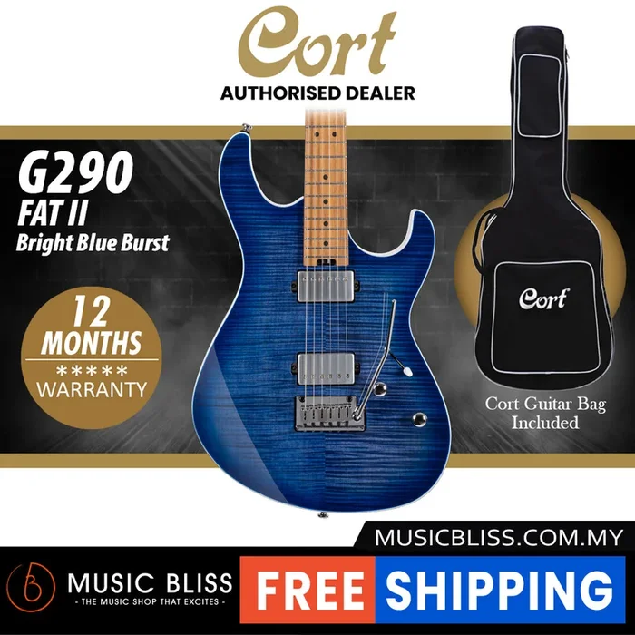 Cort G290 FAT II Electric Guitar with Bag – Bright Blue Burst