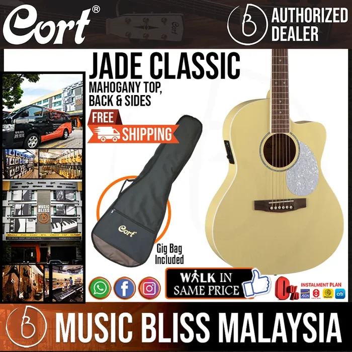 Cort Jade Classic Acoustic Guitar with Bag – Pastel Yellow