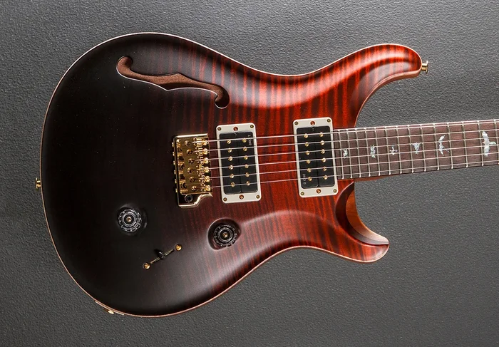 Custom 24 Semi-Hollow Wood Library Limited – Fire Red to Gray Black Fa