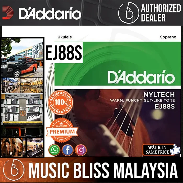 D’Addario EJ88S Nyltech Natural Nylon Ukulele Strings – Soprano