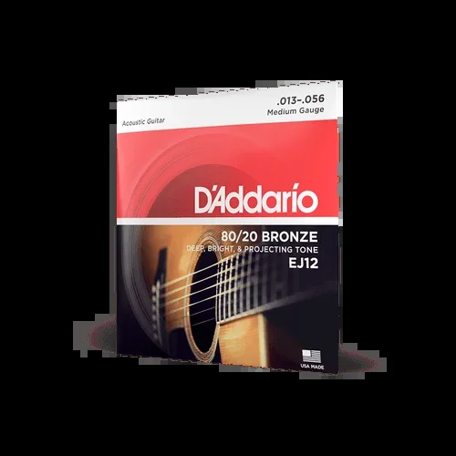D’Addario Set 80/20 Bronze Acoustic Guitar Strings, Medium, 13-56