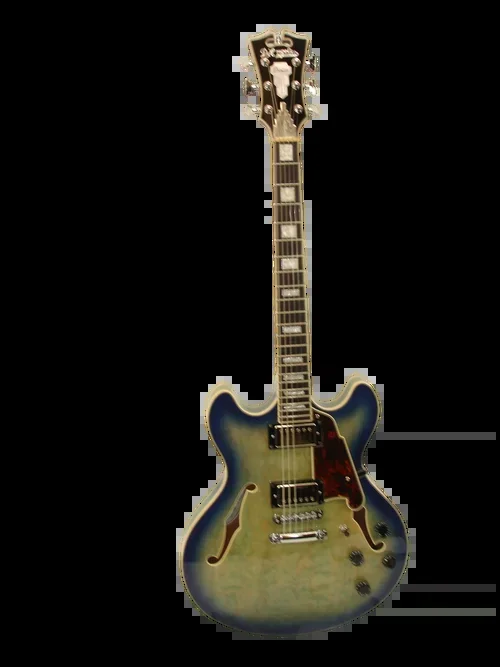 D’Angelico DAPDCBLBCSCBEX Premier Series DC Boardwalk Semi-Hollow Electric Guitar, Blue Burst – Previously Owned