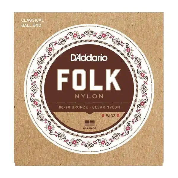 D‘Addario Acoustic Guitar Folk Clear Nylon 80/20 Ball Strings EJ33