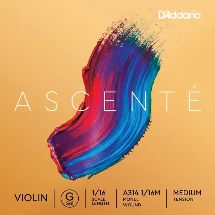 D‘Addario Ascenté Violin G String, 1/16 Scale, Medium Tension