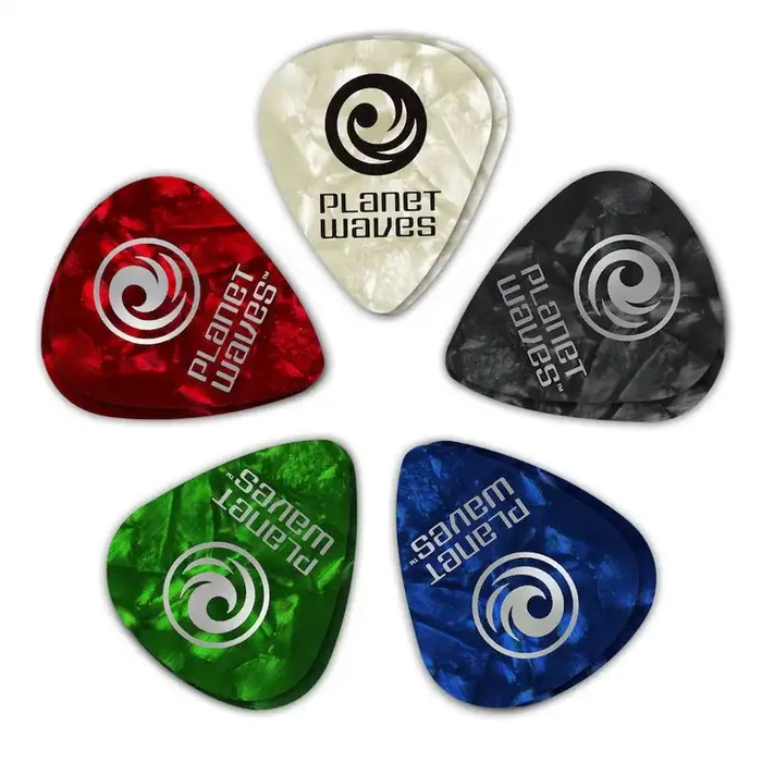 D‘Addario Assorted Pearl Celluloid Guitar Picks, 100 pack, Light
