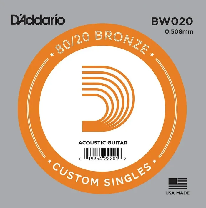 D‘Addario BW020 Bronze Wound Acoustic Guitar Single String, .020