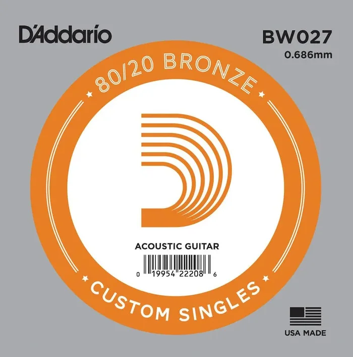 D‘Addario BW027 Bronze Wound Acoustic Guitar Single String, .027