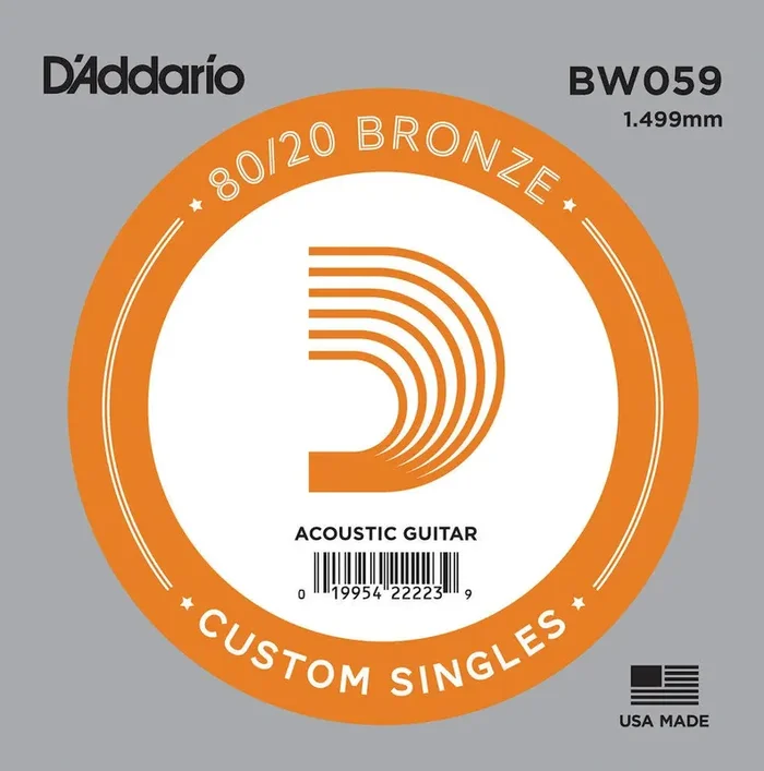 D‘Addario BW059 Bronze Wound Acoustic Guitar Single String, .059