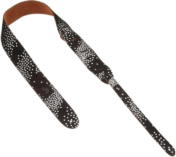 D‘Addario Deluxe Suede Guitar Strap, Silver Screened Star Print
