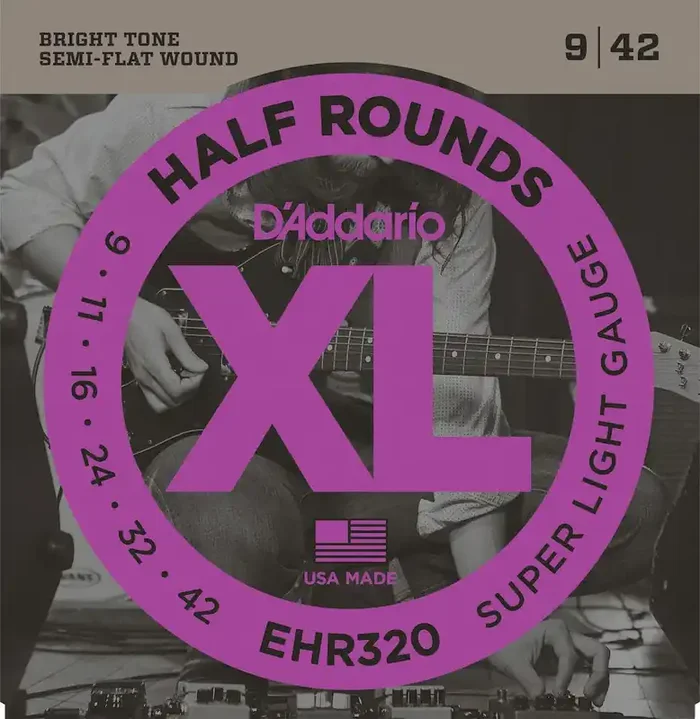 D‘Addario EHR320 Half Round Electric Guitar Strings, Super Light, 9-42