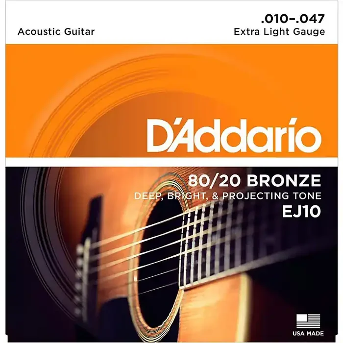 D‘Addario EJ10 80/20 Bronze Extra Light Acoustic Guitar Strings Guitar Center