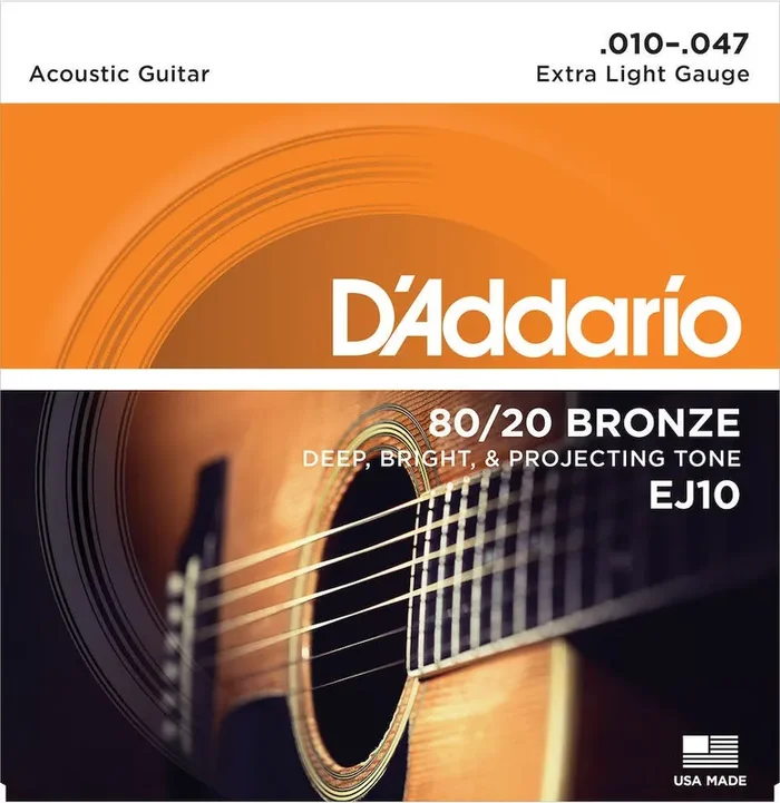D‘Addario EJ10 Bronze Acoustic Guitar Strings, Extra Light, 10-47