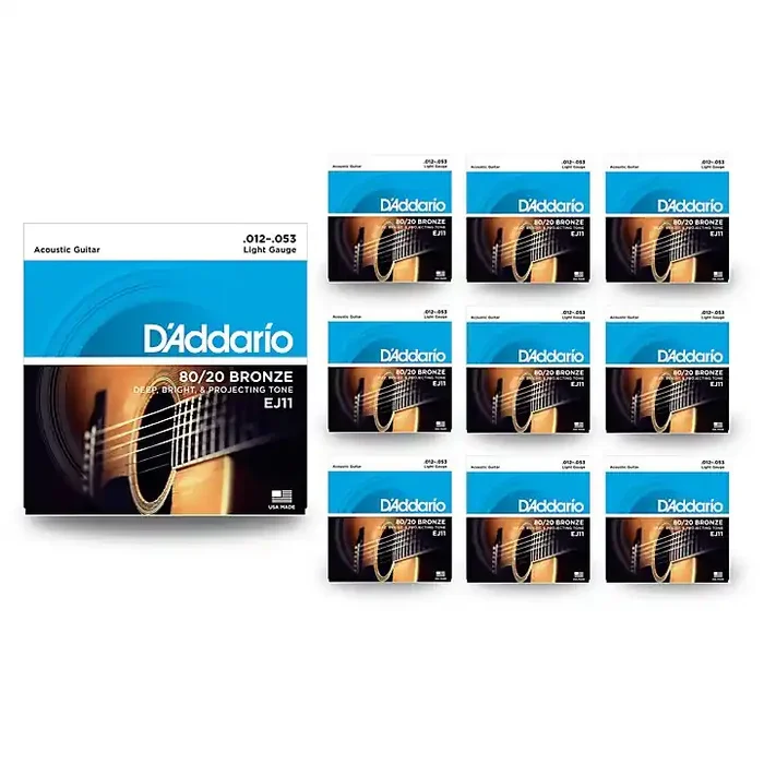 D‘Addario EJ11 80/20 Bronze Light Acoustic Guitar Strings 10 Pack Guitar Center