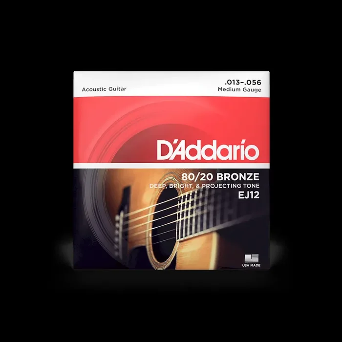 D‘Addario EJ12 80/20 Bronze Acoustic Guitar Strings, Medium, 13-56