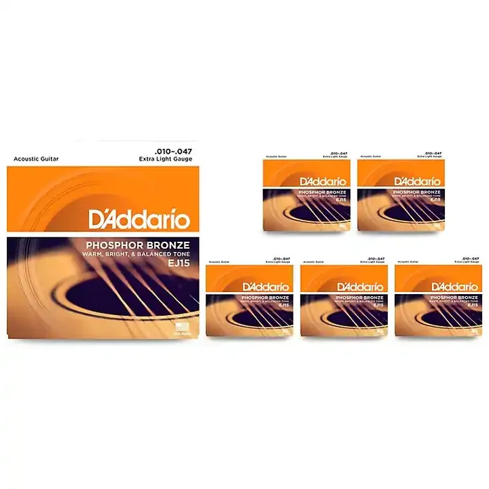D‘Addario EJ15 Phosphor Bronze Extra Light Acoustic Strings 6 Pack Guitar Center