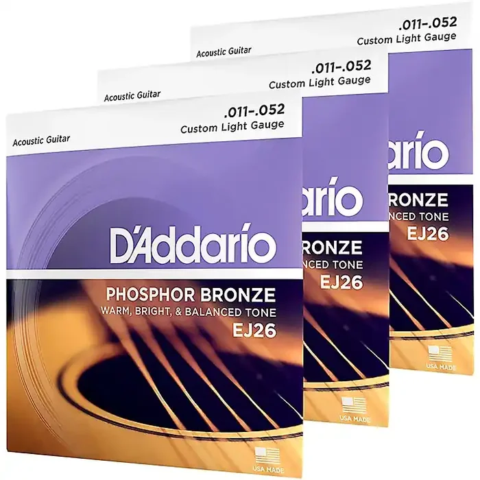 D‘Addario EJ26-3D 3-Pack Custom Light Acoustic Guitar Strings Guitar Center