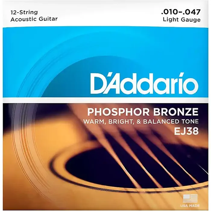 D‘Addario EJ38 12-String Phosphor Bronze Light Acoustic Guitar Strings Guitar Center