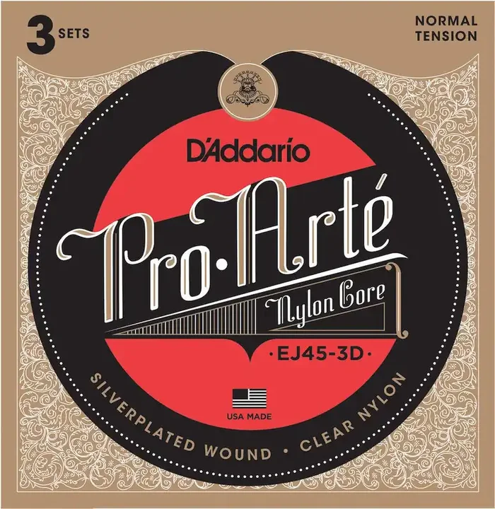 D‘Addario EJ45-3D Pro-Arte Nylon Classical Guitar Strings, Normal Tension, 3 Sets