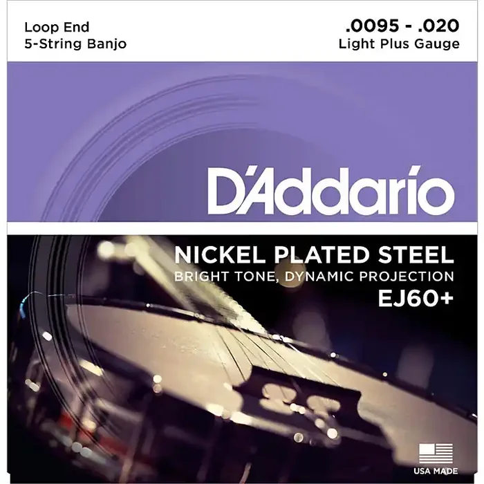 D‘Addario EJ60+ Nickel Light Plus 5-String Banjo Strings (9.5-20) Guitar Center