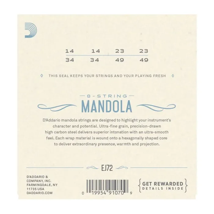 D‘Addario EJ72 Phosphor Bronze Mandola Strings, Light, 14-49