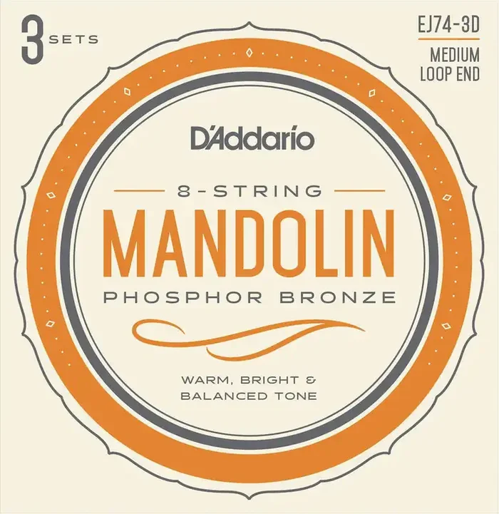 D‘Addario EJ74-3D Mandolin Strings, Phosphor Bronze, Medium, 11-40, 3 Sets