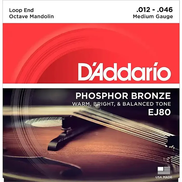 D‘Addario EJ80 Octave Mandolin Strings, Medium, 12-46 Phosphor Bronze Guitar Center
