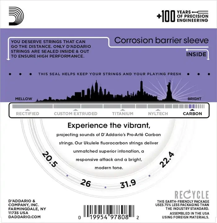 D‘Addario EJ99SC Pro-Arté Carbon Ukulele Strings, Soprano / Concert