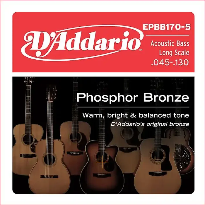 D‘Addario EPBB170-5 Phosphor Bronze, Long-Scale, 5-String Acoustic Bass Guitar Strings Guitar Center