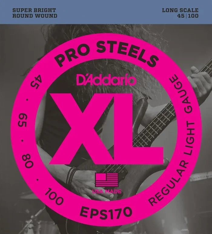 D‘Addario EPS170 ProSteels Bass Guitar Strings, Light, 45-100, Long Scale