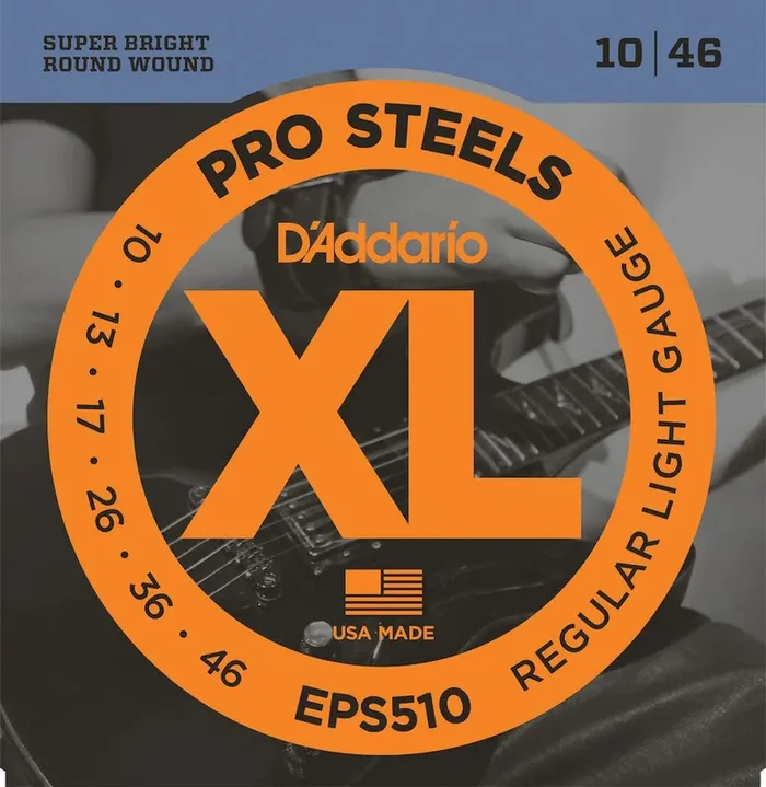 D‘Addario EPS510 ProSteels Electric Guitar Strings, Regular Light, 10-46