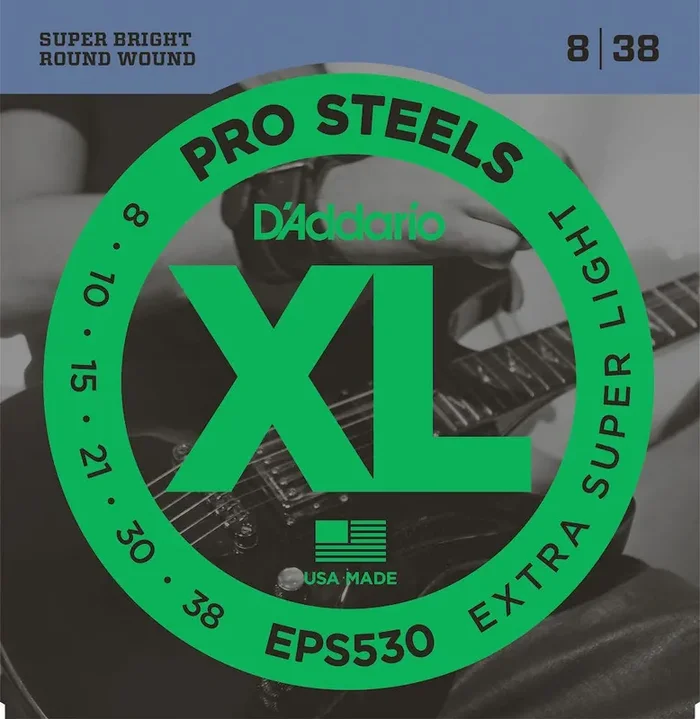 D‘Addario EPS530 ProSteels Electric Guitar Strings, Extra-Super Light, 08-38
