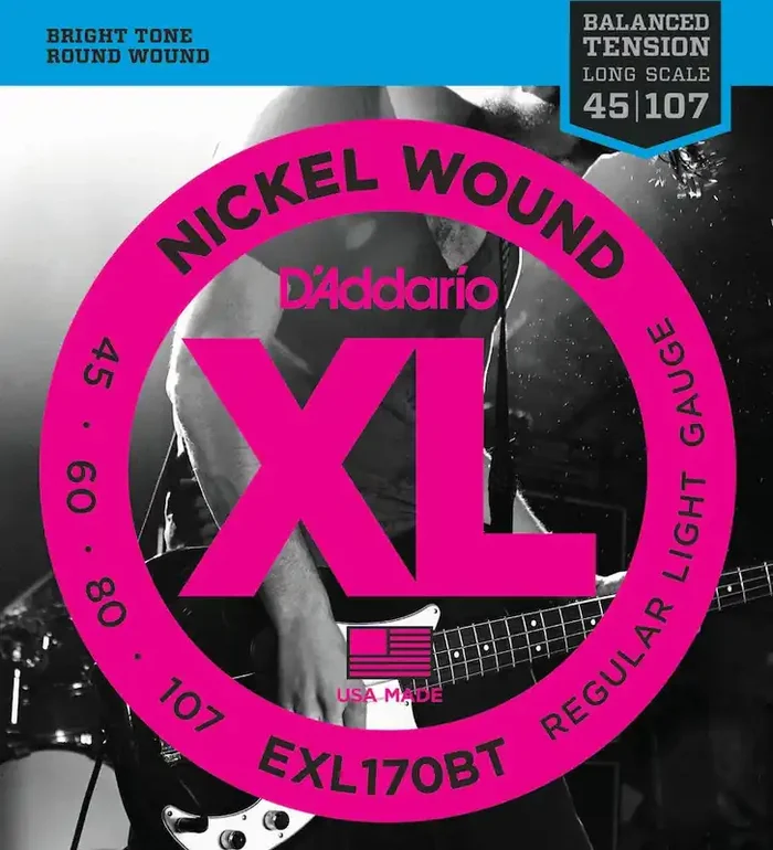 D‘Addario EXL170BT Nickel Wound Bass Guitar Strings, Balanced Tension Regular Light, 45-107, Long Scale